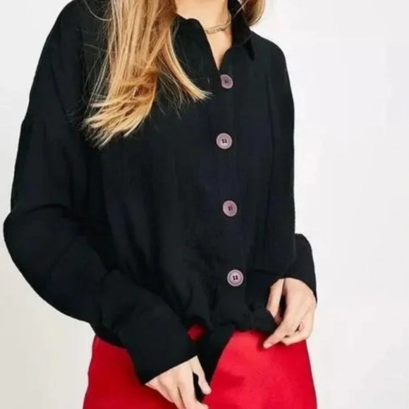 Free People Tops - Free People Sun Streaks Black Top Size Small